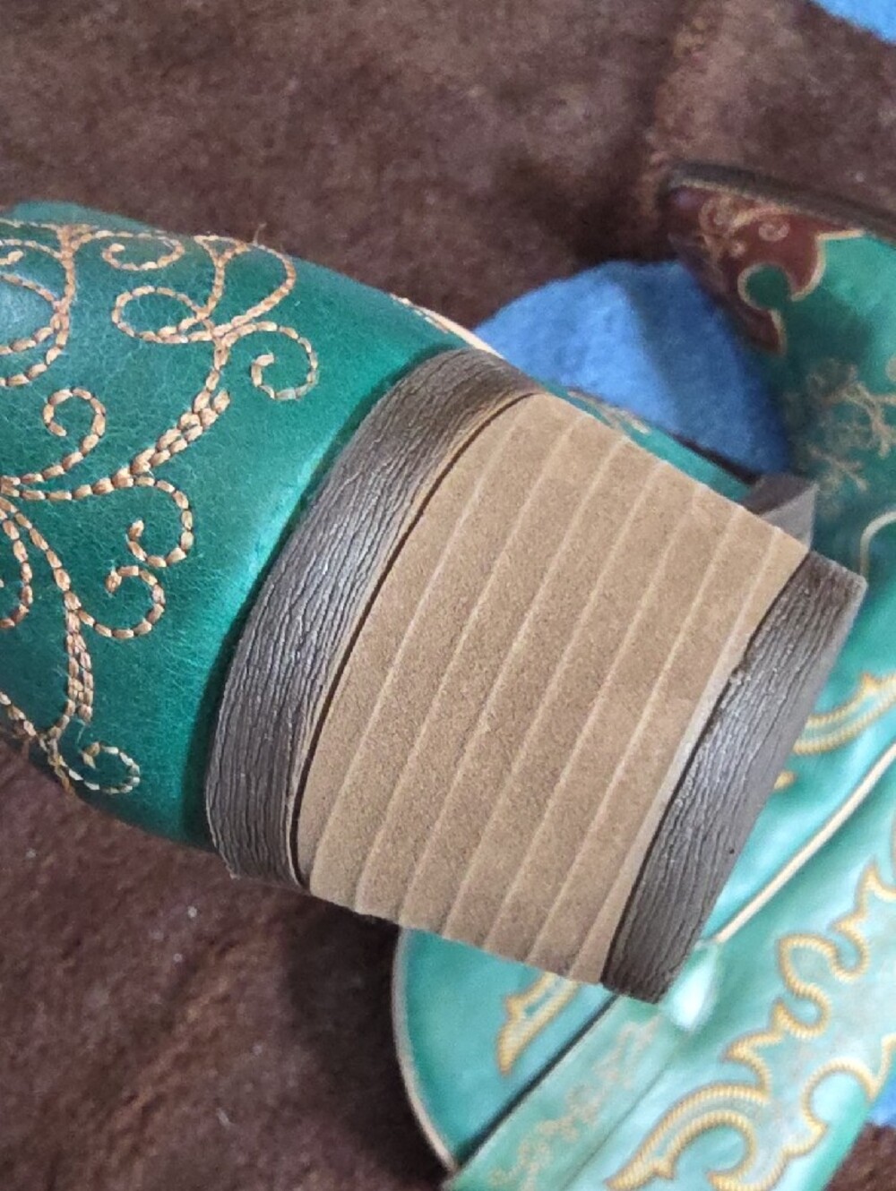 Turquoise Embroidered Western Heeled Boots - Picture 8 of 9
